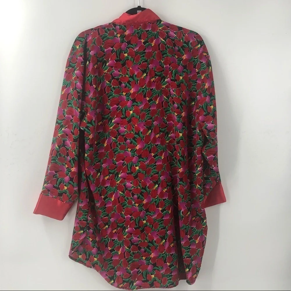 ✅ Vintage VICTORIA'S SECRET Gold Label‎ Red Floral NightShirt MEDIUM